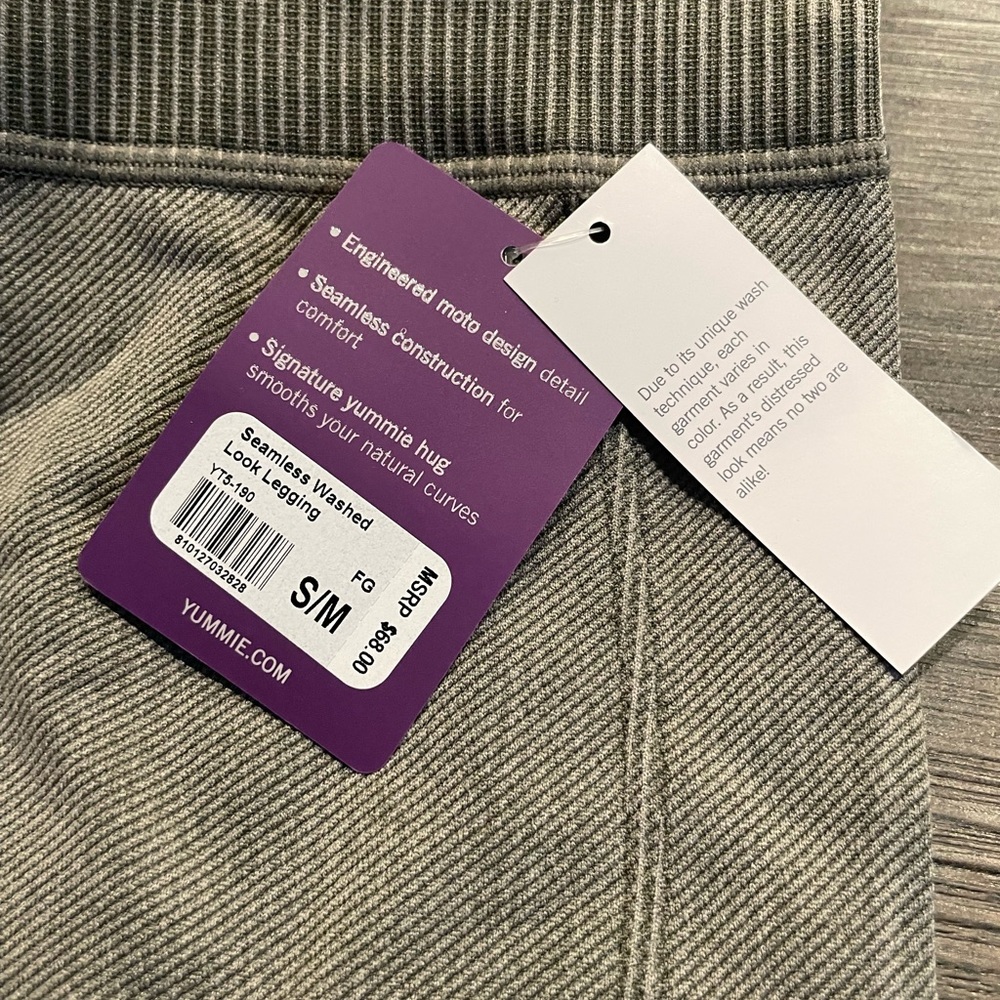 Yummie Moto Washed Seamless Skimmer Legging, Fatigue Green US Sm/Med NWT - Picture 2 of 7